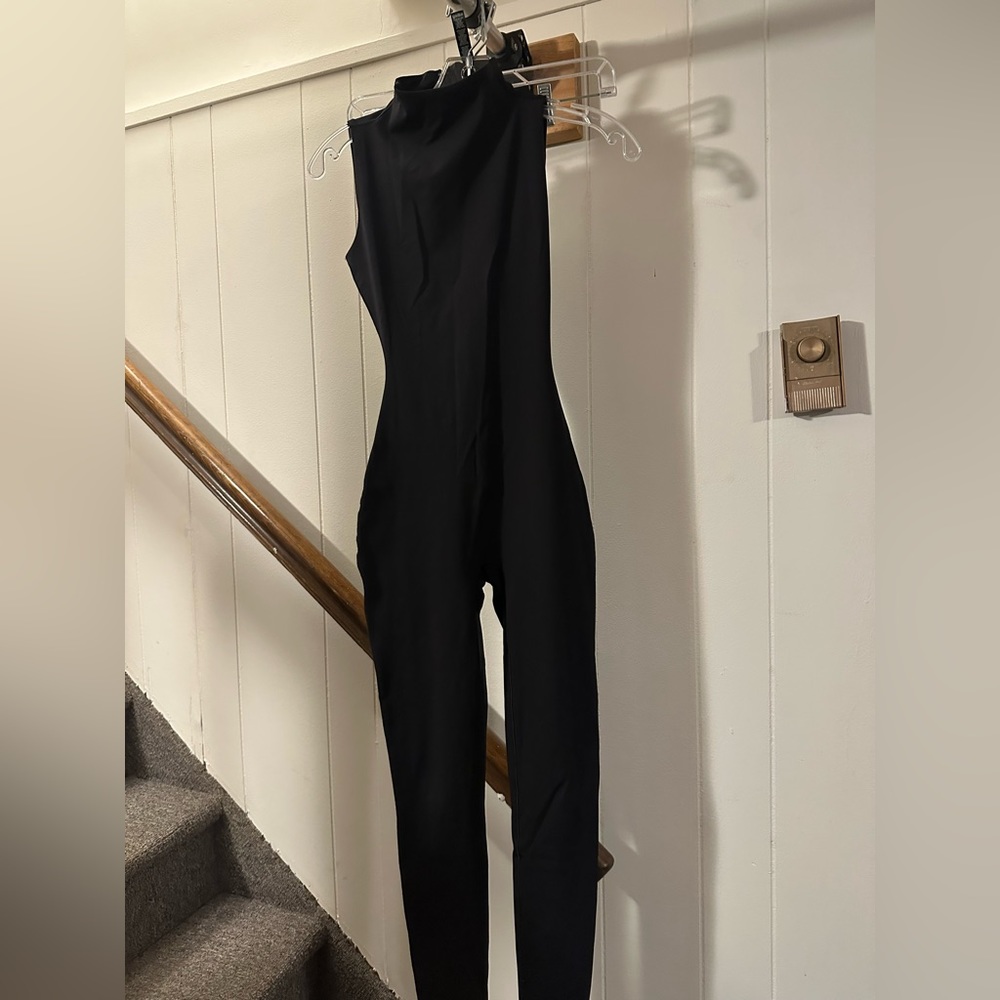 SKIMS all in one mock neck sleeveless onesie in onyx